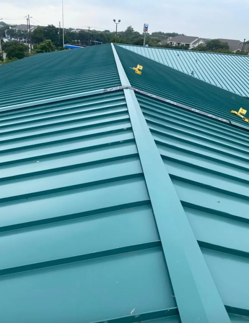 Green commercial metal roof ridge and valley for Metal Roof Repair in Carson